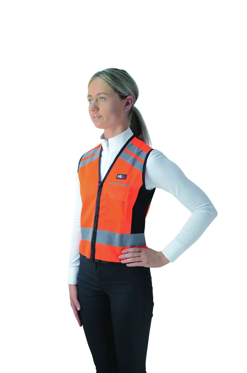 Hy Equestrian Please Pass Wide and Slow Waistcoat - Orange/Black-1